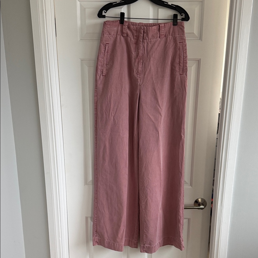 Essential Antwerp Wide Leg Pants in Dusty Rose with matching belt